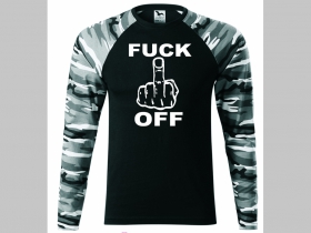 Fuck Off pánske tričko (nie mikina!!) s dlhými rukávmi vo farbe " metro " čiernobiely maskáč gramáž 160 g/m2 materiál 100%bavlna